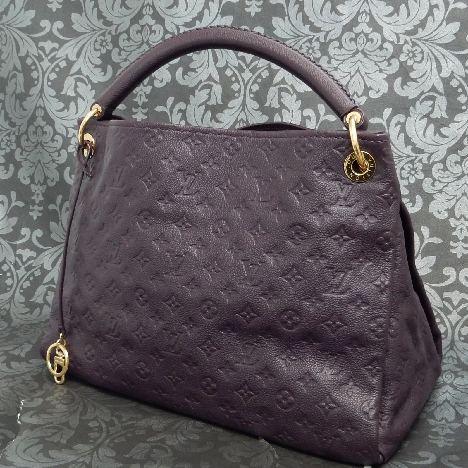 Rise-on LOUIS VUITTON MONOGRAM Empreinte Artsy Purple MM Handbag Purse #3